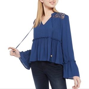 Gypsies moondust junior lace shoulder top size L women